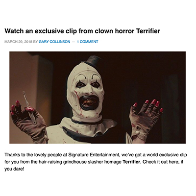 Watch an exclusive clip from clown horror Terrifier